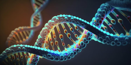 Medical helix of DNA in multiple colors. superlative generative AI image.の素材