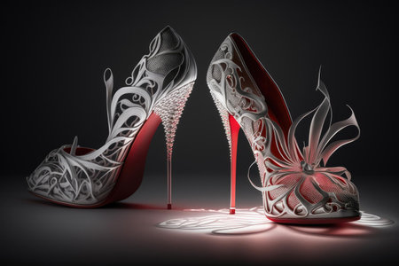 prototype of 3d printing high heels for futuristic fashion. superlative generative AI image.の素材
