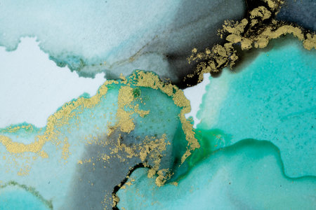 Original artwork photo of marble ink abstract art. High resolution photograph from exemplary original painting. Abstract painting was painted on HQ paper texture to create smooth marbling pattern.の写真素材