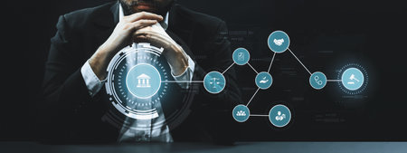 Smart law, legal advice icons and lawyer working tools in the lawyers office showing concept of...