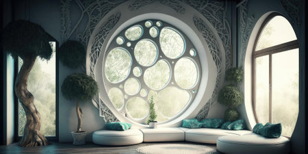 luxurious interior elegant design in modern house. superlative generative AI image.の素材