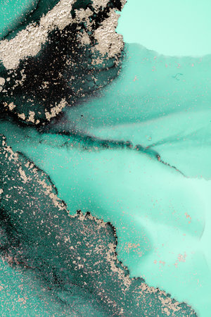 Original artwork photo of marble ink abstract art. High resolution photograph from exemplary original painting. Abstract painting was painted on HQ paper texture to create smooth marbling pattern.の写真素材
