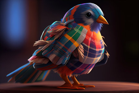 Cute bird cartoon character 3D style. distinct generative AI image.の素材