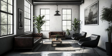 luxurious interior elegant design in modern house. superlative generative AI image.の素材