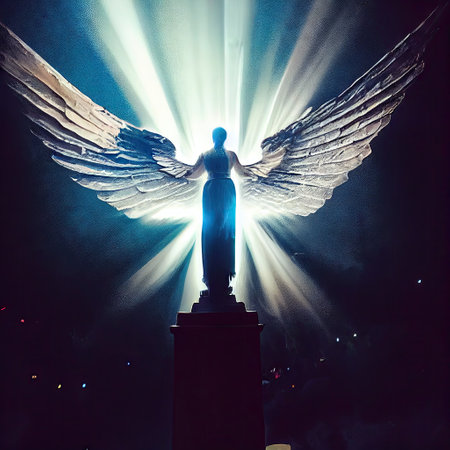 epic angel with big wins in heaven. Glorious Generative AI.の素材