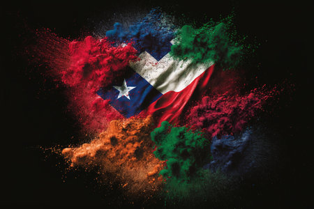 Image of color powder splash and explosion abstract art . Admirable Generative AI image .の素材