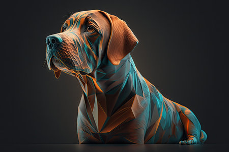 geometric labrador dog orange teal realistic High Detail. Glorious Generative AI.の素材