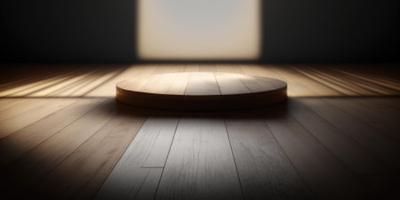 Empty wood floor and wall of studio background. superlative generative AI image.の素材