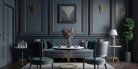 luxurious interior elegant design in modern house. superlative generative AI image.の素材