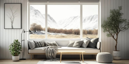 luxurious interior elegant design in modern house. superlative generative AI image.の素材