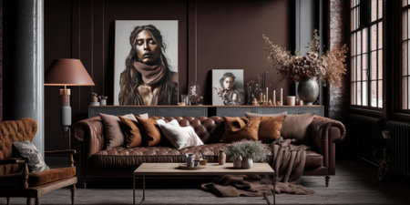 luxurious interior elegant design in modern house. superlative generative AI image.の素材