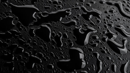 Black background with water drop texture. Generative AI AIG21.の素材