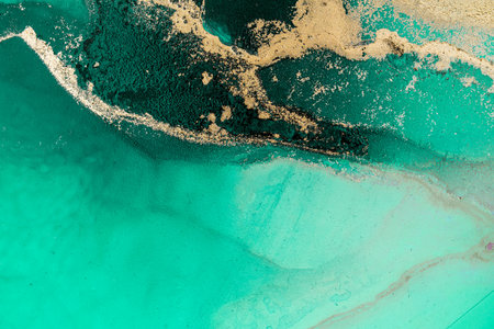 Original artwork photo of marble ink abstract art. High resolution photograph from exemplary original painting. Abstract painting was painted on HQ paper texture to create smooth marbling pattern.の写真素材