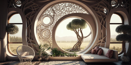 luxurious interior elegant design in modern house. superlative generative AI image.の素材