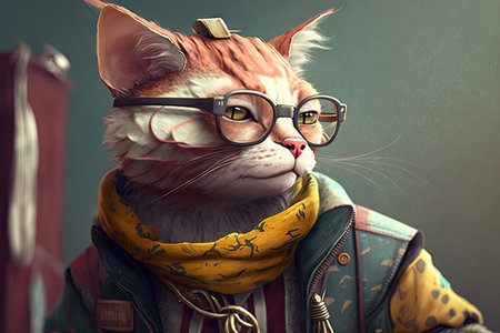 funky catjitsu dude. Glorious Generative AI.の素材