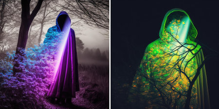 invisible ghost man character in mystery place. superlative generative AI image.の素材