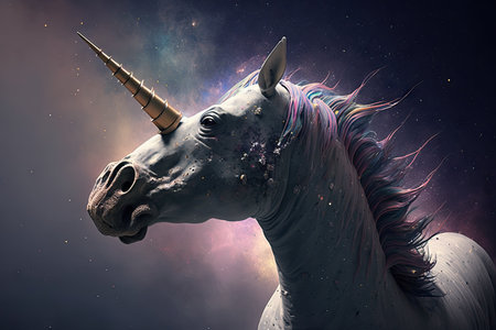 Pointillism space unicorn majestic colorful stars magical fantasy. Generative AI AIG15.の素材
