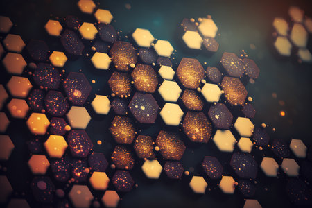 Abstract background of hexagonal data grid pattern for wallpaper and banner. distinct generative AI image.の素材