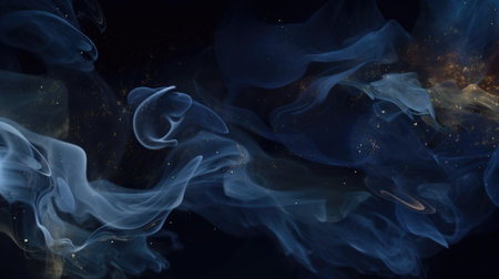 Navy blue smoky art abstract with sparkling elements background. Generative AI AIG21.の素材