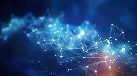 3D network connections with plexus design background. Generative AI AIG21.の素材