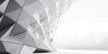 White geometrical structure on a white background. Generative AI AIG21.の素材