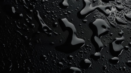 Black background with water drop texture. Generative AI AIG21.の素材