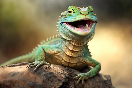 A cute happy lizard. Glorious Generative AI.の素材