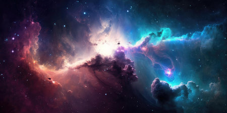 background of an infinite space with stars, galaxies, nebular. superlative generative AI image.の素材