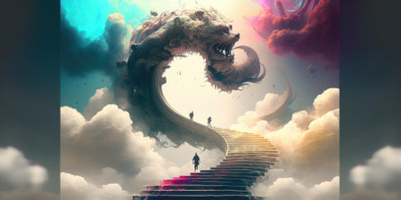 Majestic afterlife heaven gate decorated with ornate gold design. superlative generative AI image.の素材