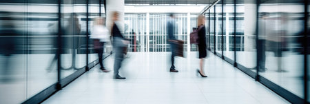 People walking motion blur in office business corporation. Generative AI AIG18.の素材