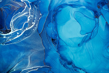 Original artwork photo of marble ink abstract art. High resolution photograph from exemplary original painting. Abstract painting was painted on HQ paper texture to create smooth marbling pattern.の写真素材