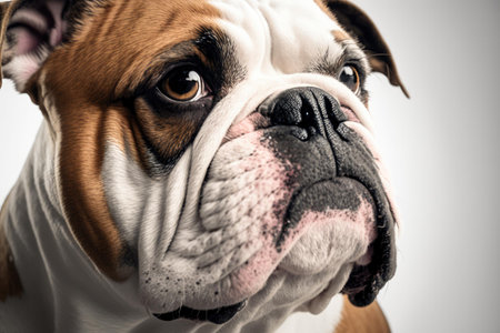 Close up of Bulldog dog with white background very high quality. Generative AI AIG16の素材