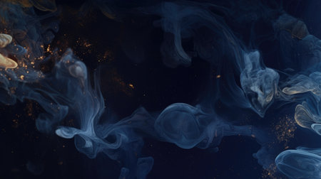 Navy blue smoky art abstract with sparkling elements background. Generative AI AIG21.の素材