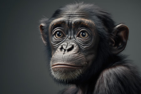 Close up of Bonobo with white background very high quality. Generative AI AIG16の素材