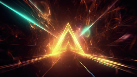 Cool futuristic abstract background with shining neon light. Generative AI AIG21.の素材