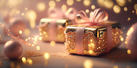 well wrapped gift box from shopping for new year present celebrationの素材