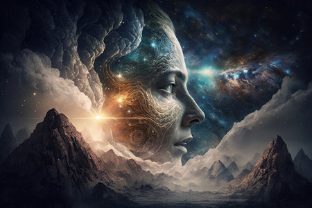 Divine Entity Created with Galaxy Heaven Architecture Heaven. Glorious Generative AI.の素材