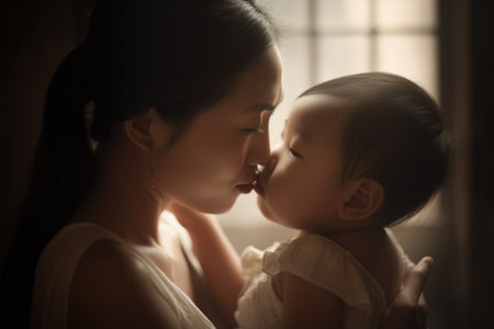 The strength and beauty of chinese motherhood in a single image. Generative AI AIG18.の素材