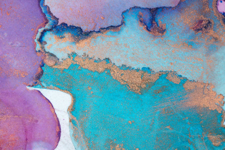 Original artwork photo of marble ink abstract art. High resolution photograph from exemplary original painting. Abstract painting was painted on HQ paper texture to create smooth marbling pattern.の写真素材