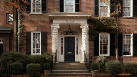 Home architecture design in Art Deco Style with Circular driveway constructed by Concrete and Glass material. Streamlined moderne design. Generative AI AIG25 .の素材