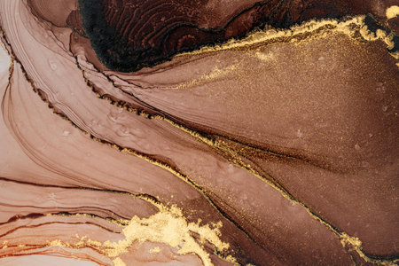 Original artwork photo of marble ink abstract art. High resolution photograph from exemplary original painting. Abstract painting was painted on HQ paper texture to create smooth marbling pattern.の写真素材