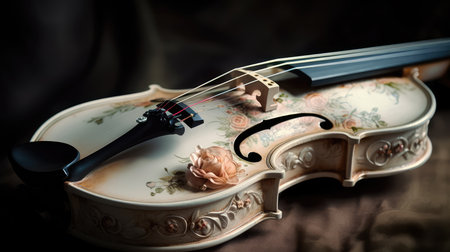 Full Violin instrument rococoâs style, elegant, gothic, renaissance, pastel colors. Generative AI AIG18.の素材