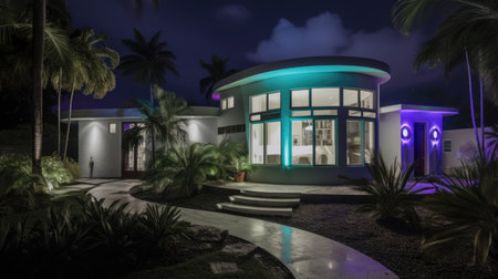 Home architecture design in Ranch Style with Large driveway constructed by Stone, Wood, and Stucco material. Southwestern style. Generative AI AIG25 .の素材