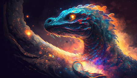 Fury of fantasy beast from ancient mythology. distinct generative AI image.の素材