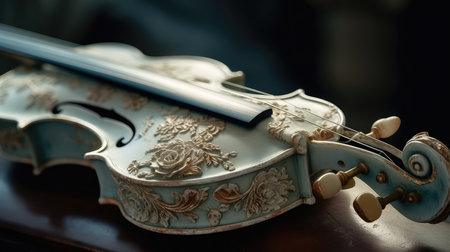 Full Violin instrument rococoâs style, elegant, gothic, renaissance, pastel colors. Generative AI AIG18.の素材