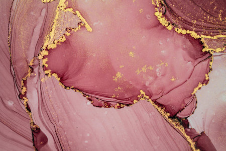 Original artwork photo of marble ink abstract art. High resolution photograph from exemplary original painting. Abstract painting was painted on HQ paper texture to create smooth marbling pattern.の写真素材