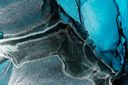 Original artwork photo of marble ink abstract art. High resolution photograph from exemplary original painting. Abstract painting was painted on HQ paper texture to create smooth marbling pattern.の写真素材