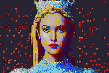 Princess pixelated glitch art retro futuristic beautiful woman. Generative AI AIG15.の素材