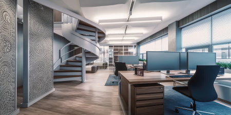 Corporate office interior modern design. Generative AI AIG18.の素材
