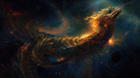 Fury of fantasy beast from ancient mythology. distinct generative AI image.の素材